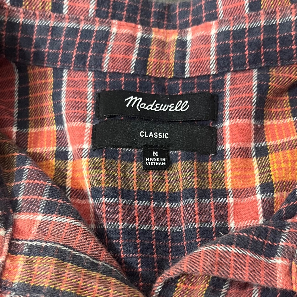 Madewell Classic Madras Plaid Button Down Shirt Medium Grunge 90's Skater - Picture 3 of 8